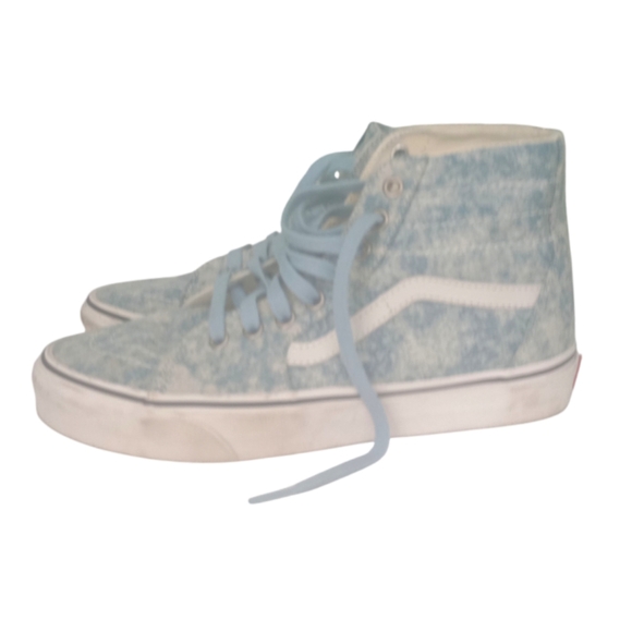 VANS SK8-HI TAPERED Blue Denim Destroy Canvas Sneakers - Picture 1 of 10